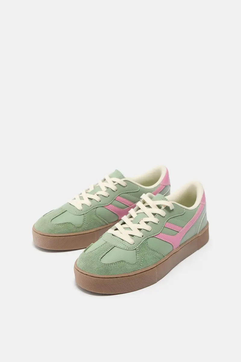 Sneakers Con Blocco Di Colore Verde miniatura 3