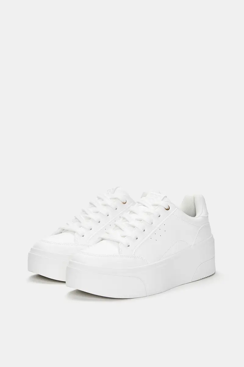 Sneakers Con Plateau Bianco miniatura 2