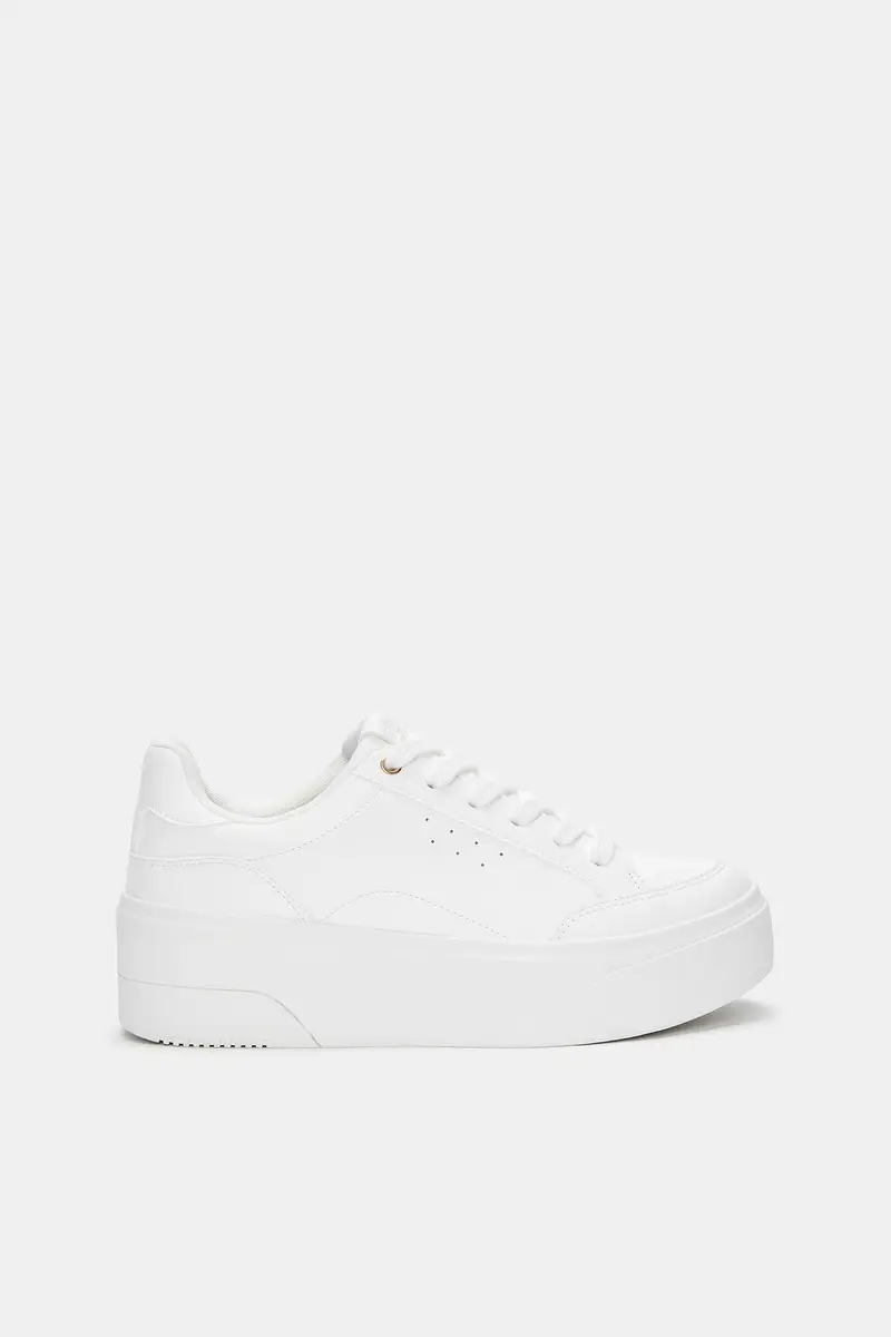 Sneakers Con Plateau Bianco