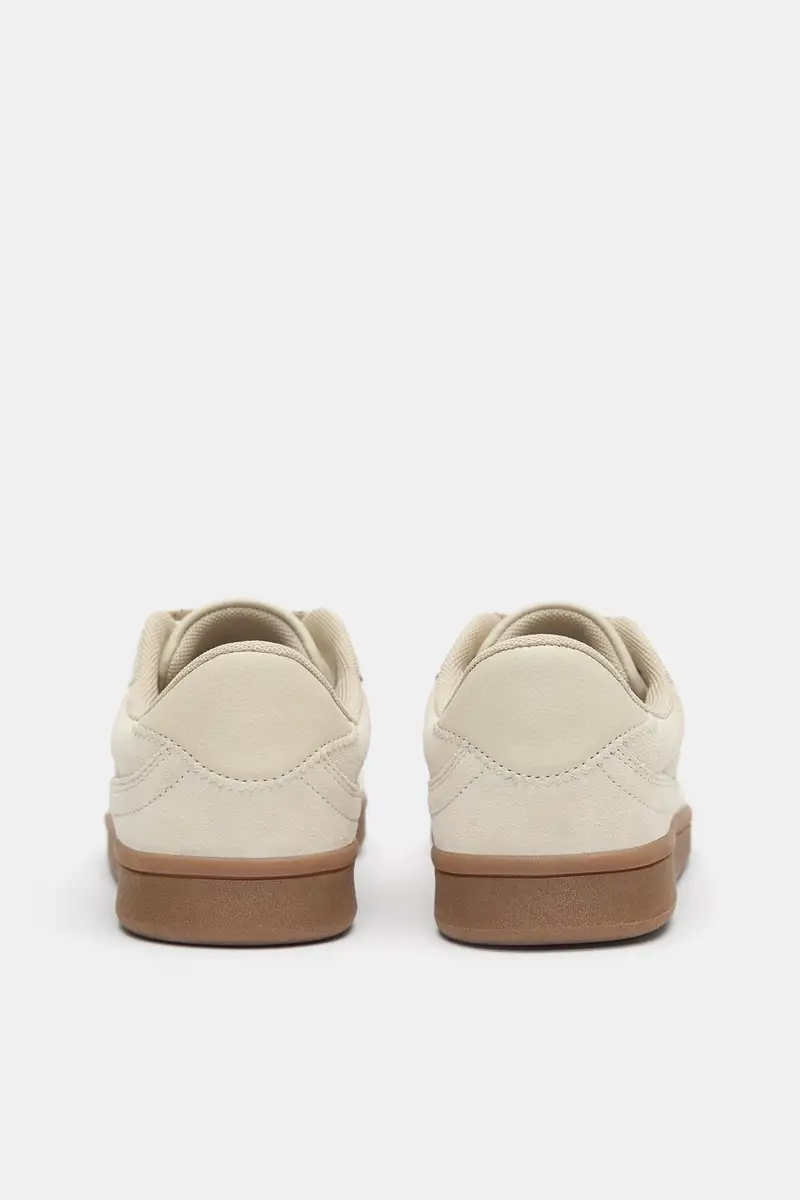 Sneakers In Pelle Scamosciata Beige miniatura 3