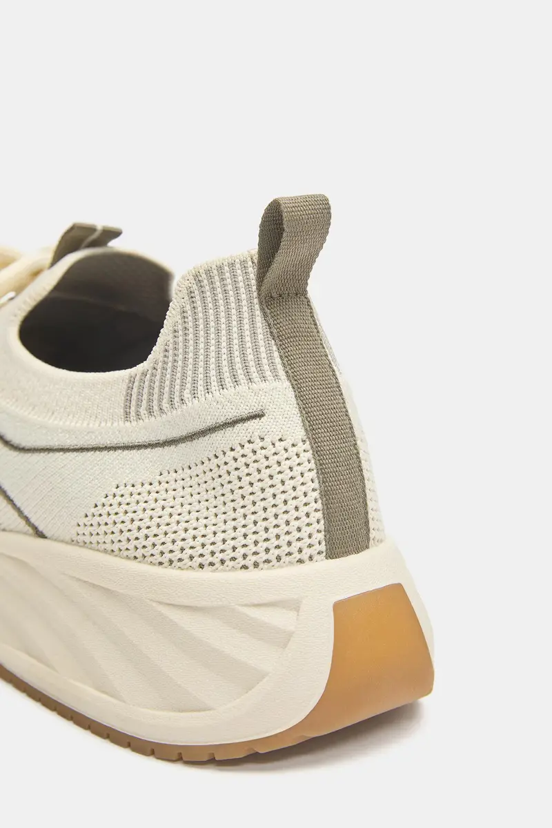 Sneakers In Tessuto Beige miniatura 3