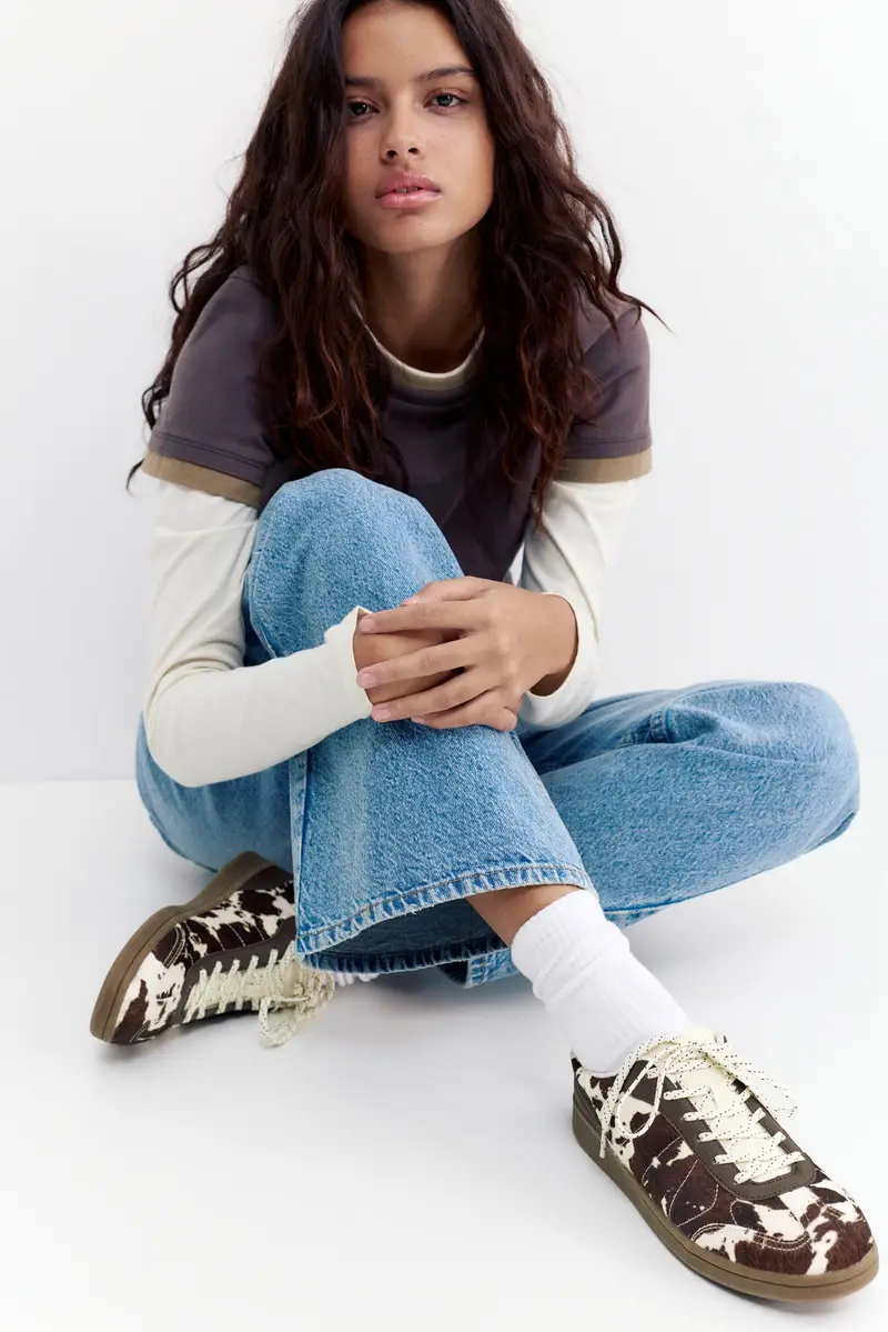 Sneakers Mucca In Pelle Combinato