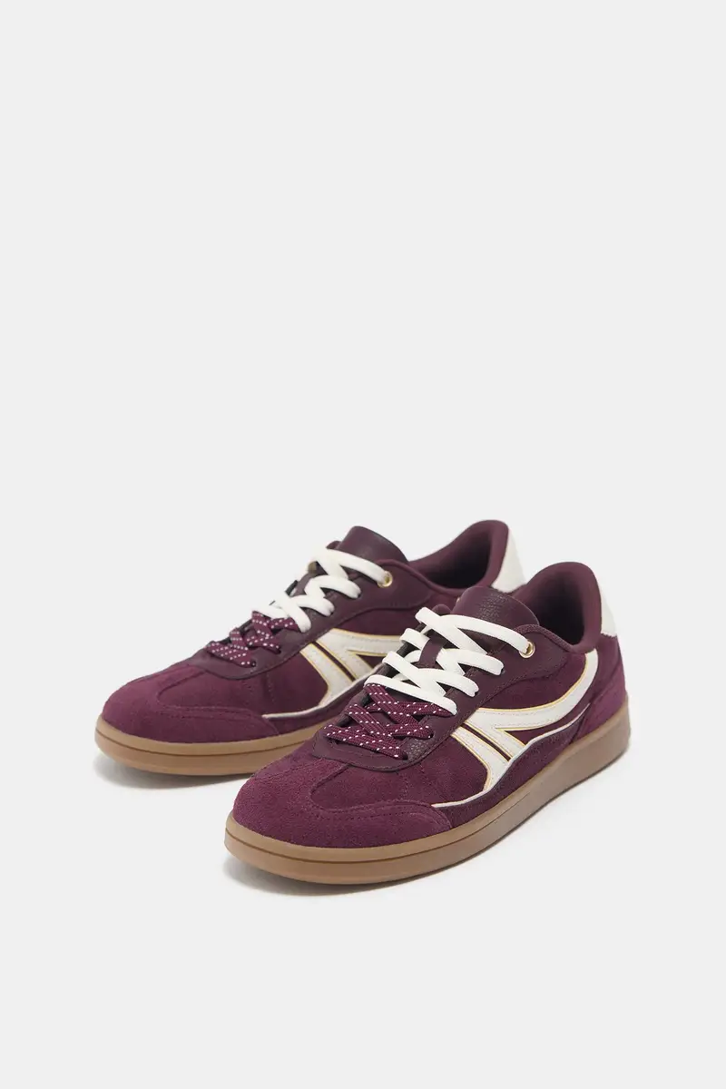 Sneakers Retrò Con Dettaglio Bordeaux miniatura 3