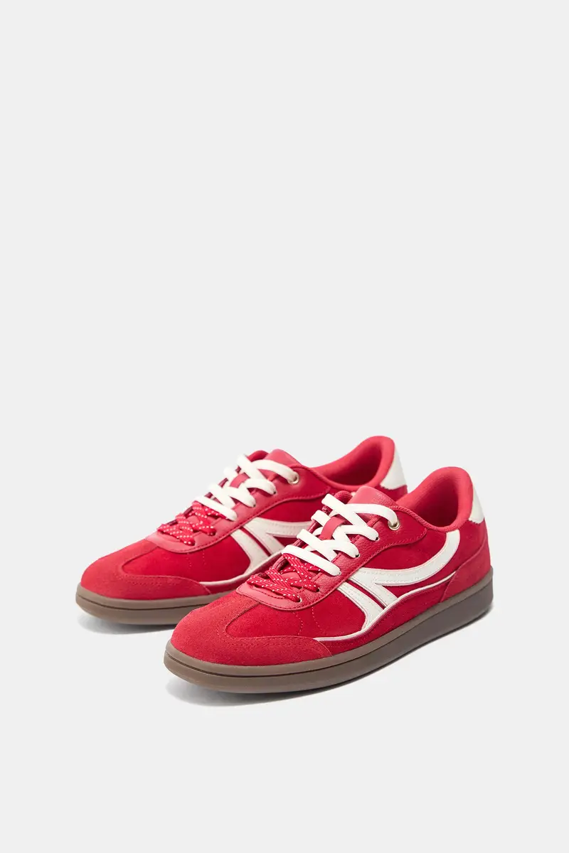 Sneakers Retrò Con Lacci Rosso miniatura 2