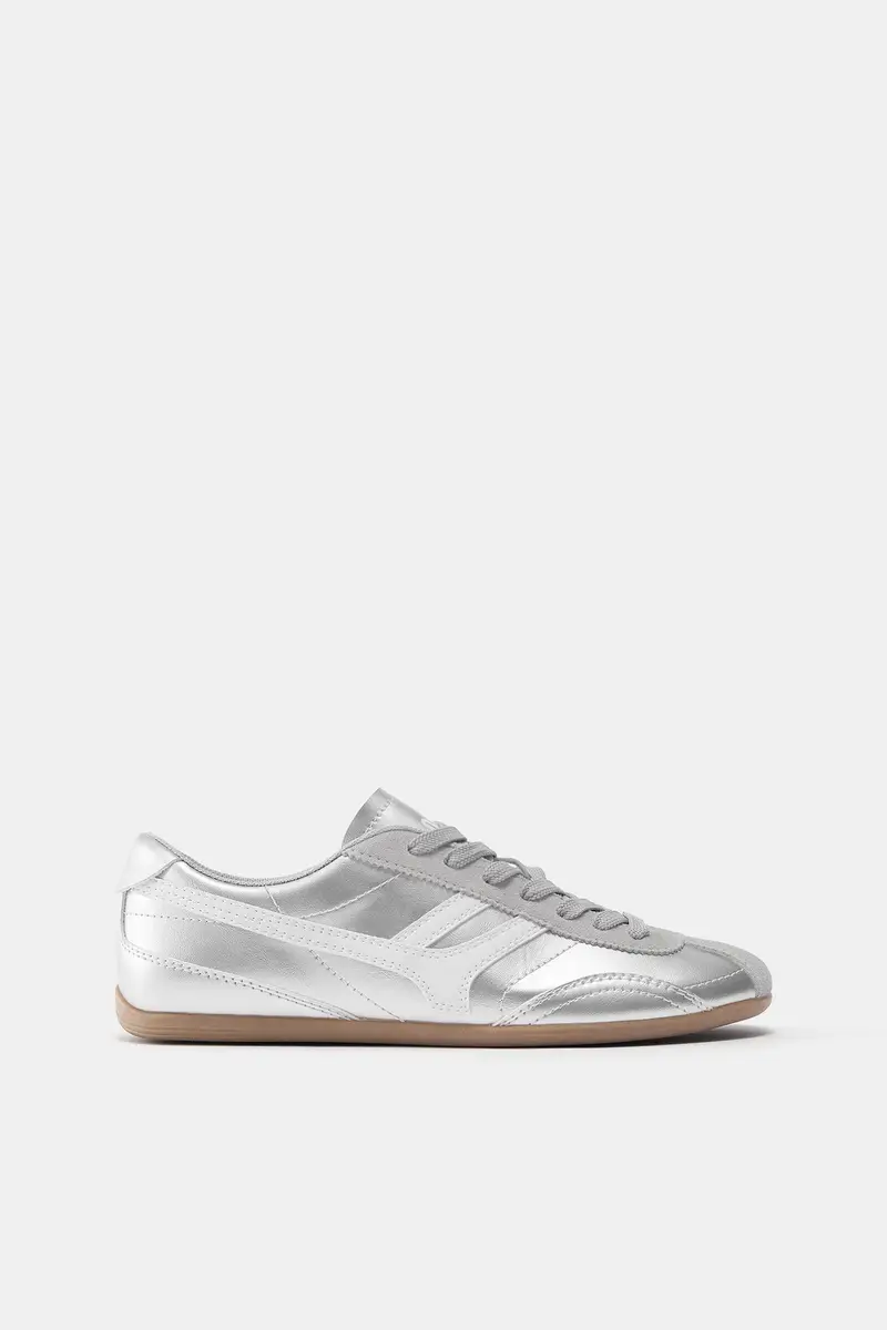 Sneakers Retrò Metallizzate Argento