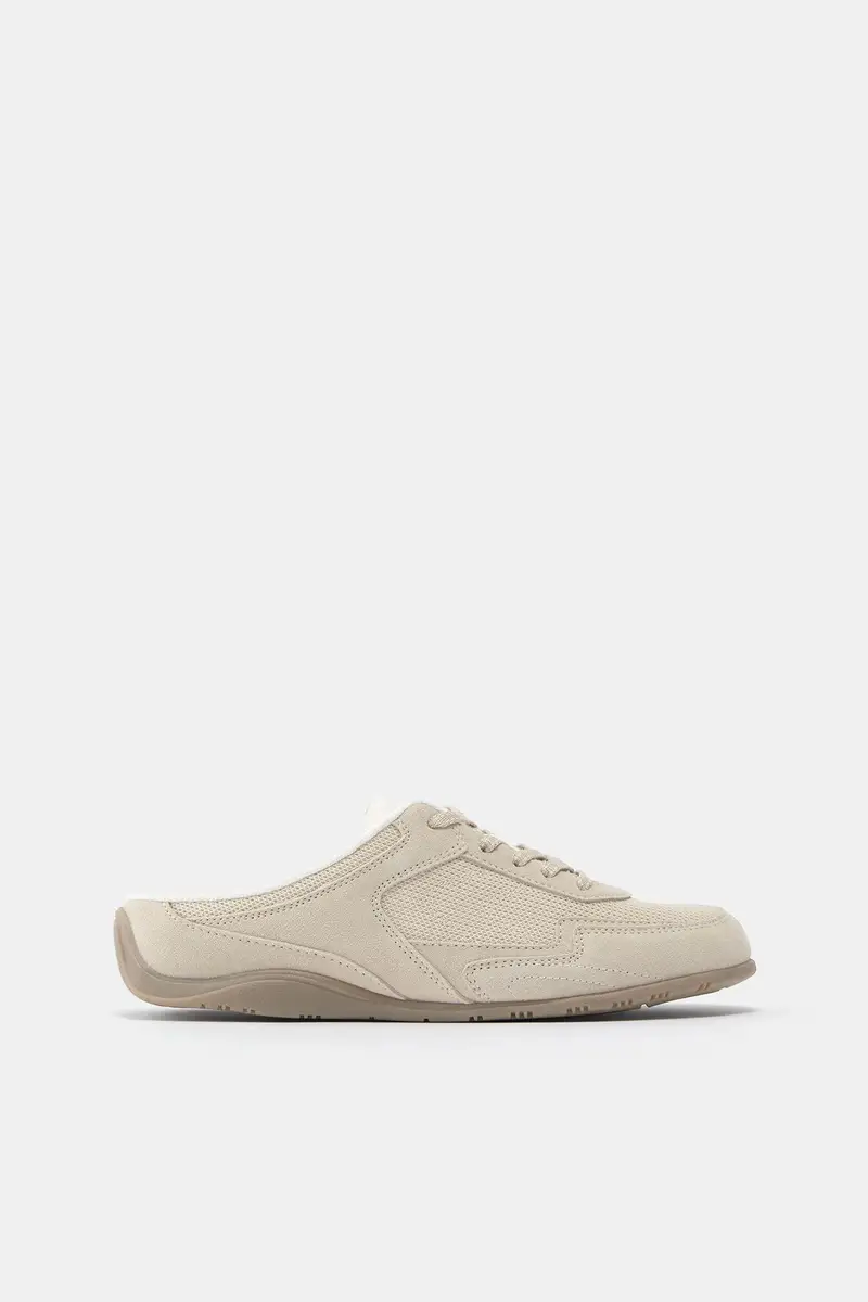 Sneakers Slingback In Pelle Sabbia miniatura 2