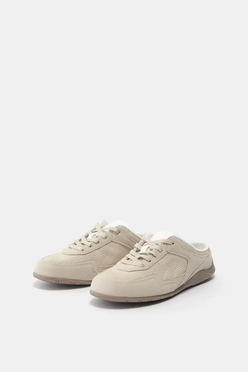 Sneakers Slingback In Pelle Sabbia miniatura 3