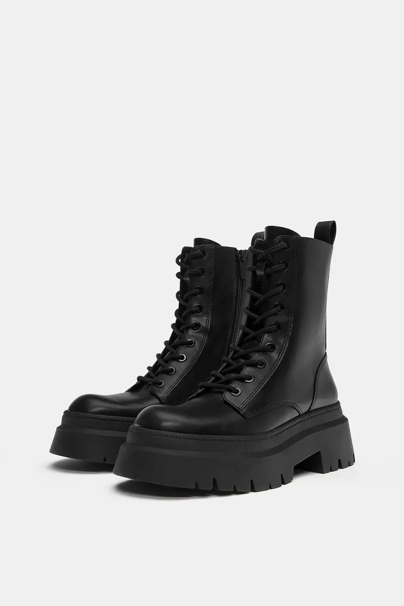 Stivaletti Allacciati Voluminosi Nero miniatura 2