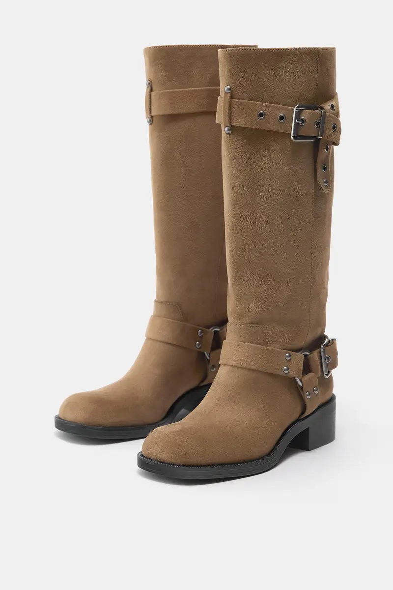 Stivali Alti Biker Sabbia miniatura 3