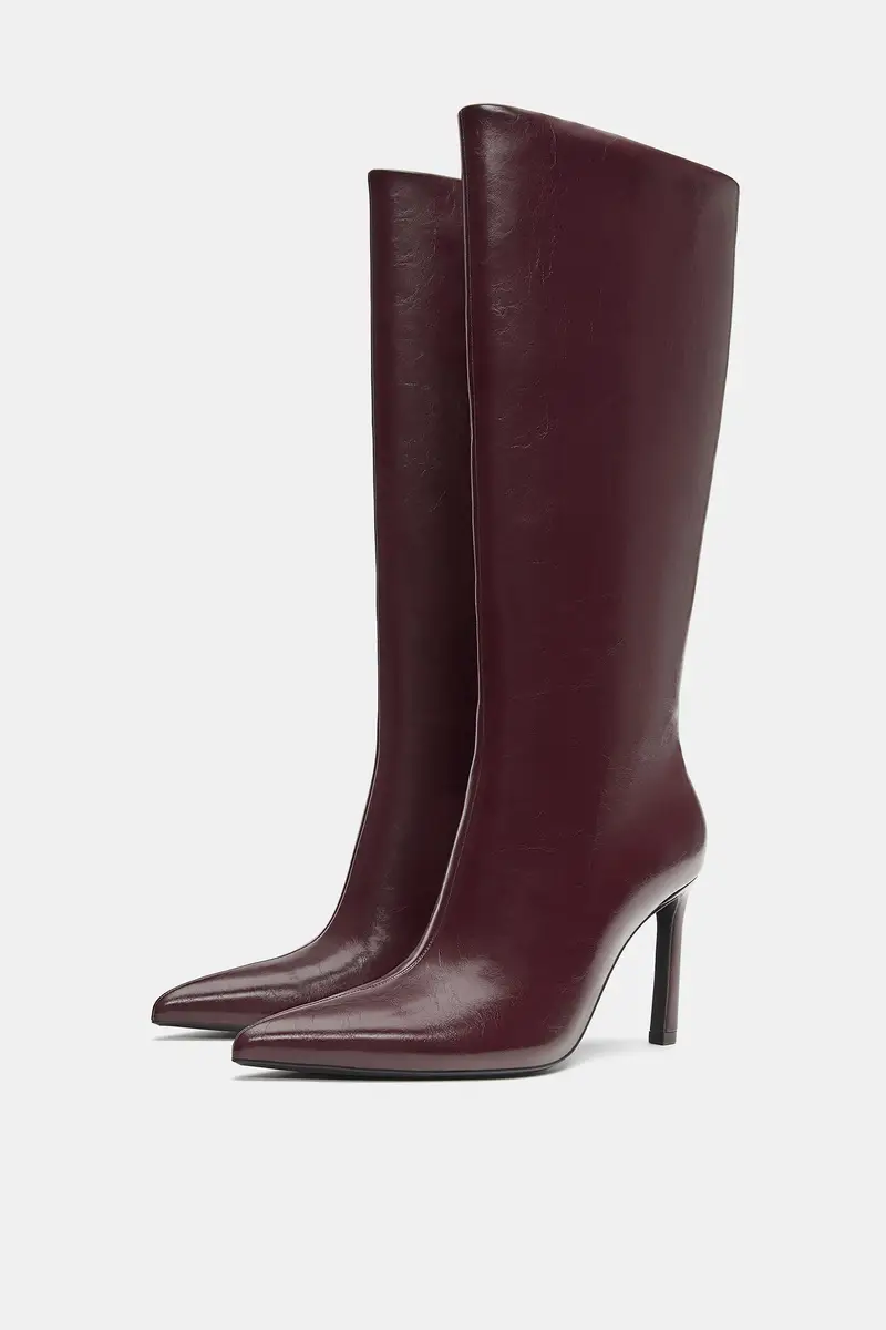 Stivali Alti Con Tacco Bordeaux miniatura 2