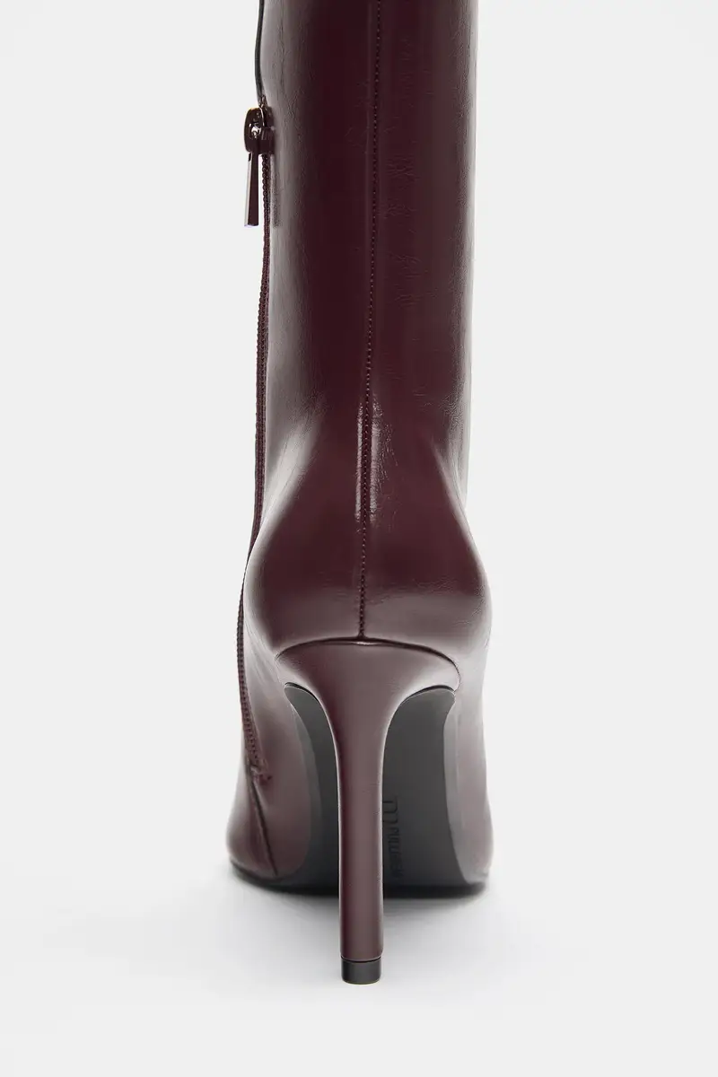 Stivali Alti Con Tacco Bordeaux miniatura 3