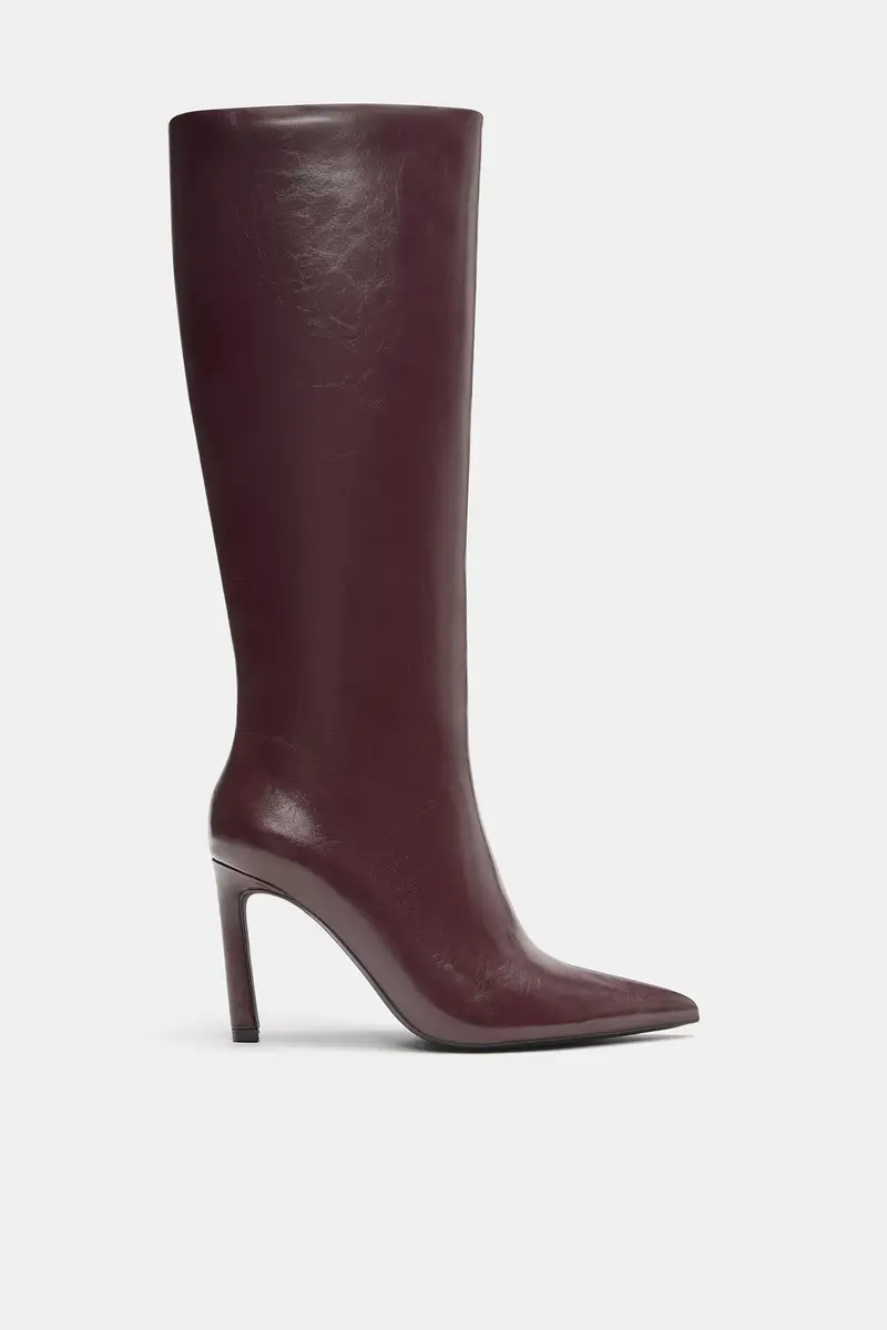 Stivali Alti Con Tacco Bordeaux