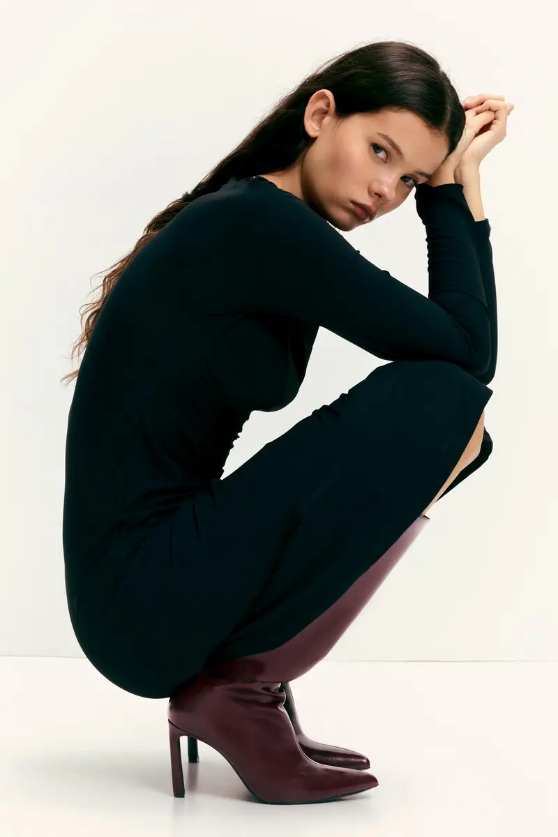 Stivali Alti Con Tacco Bordeaux