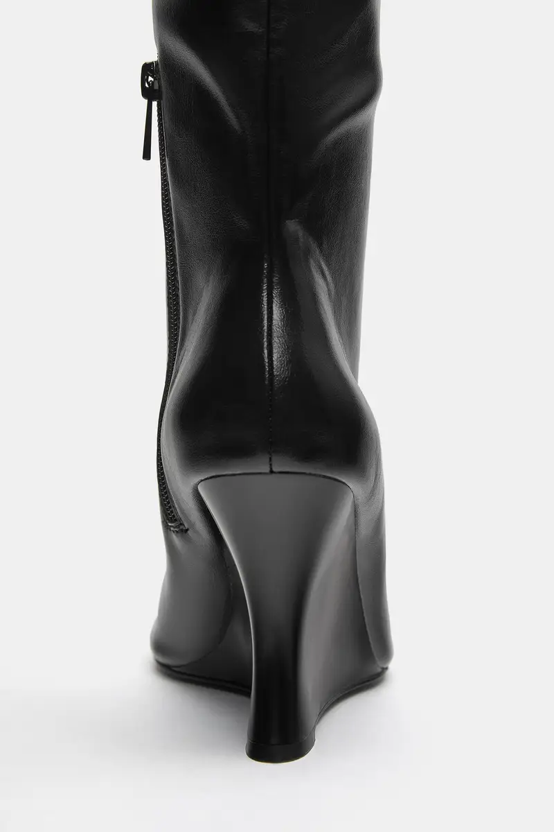 Stivali Alti Con Zeppa Nero miniatura 3