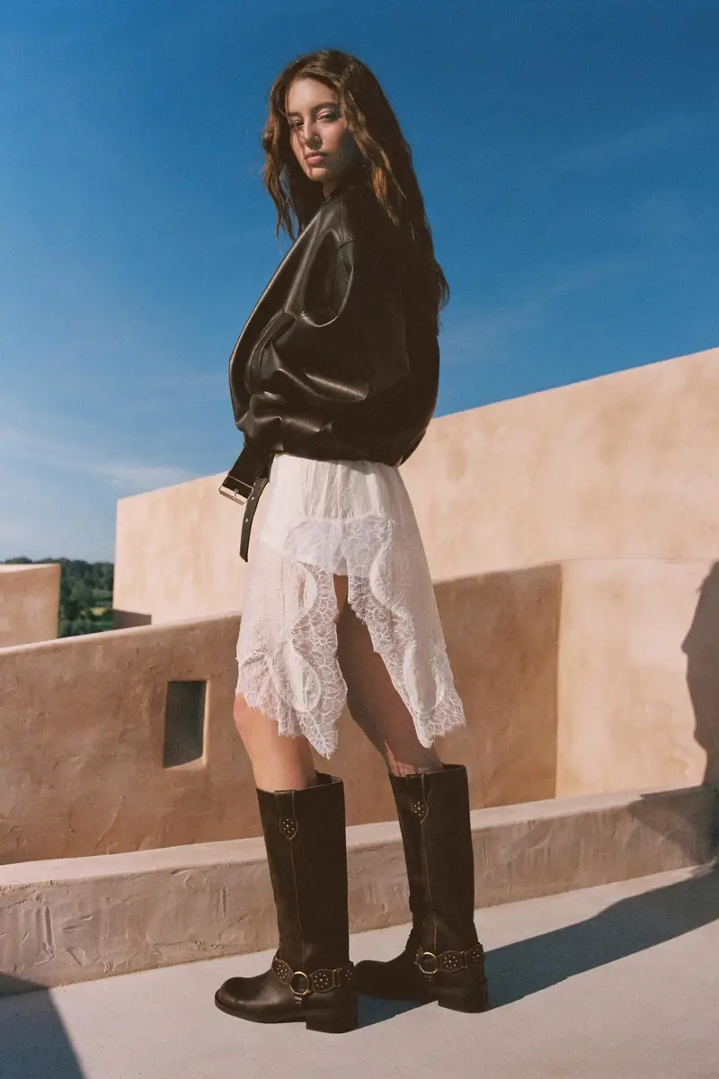 Stivali Biker Con Borchie Marrone