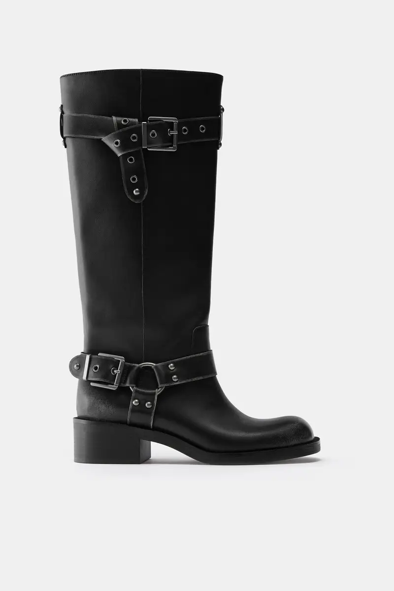 Stivali Biker Effetto Invecchiato Nero miniatura 2