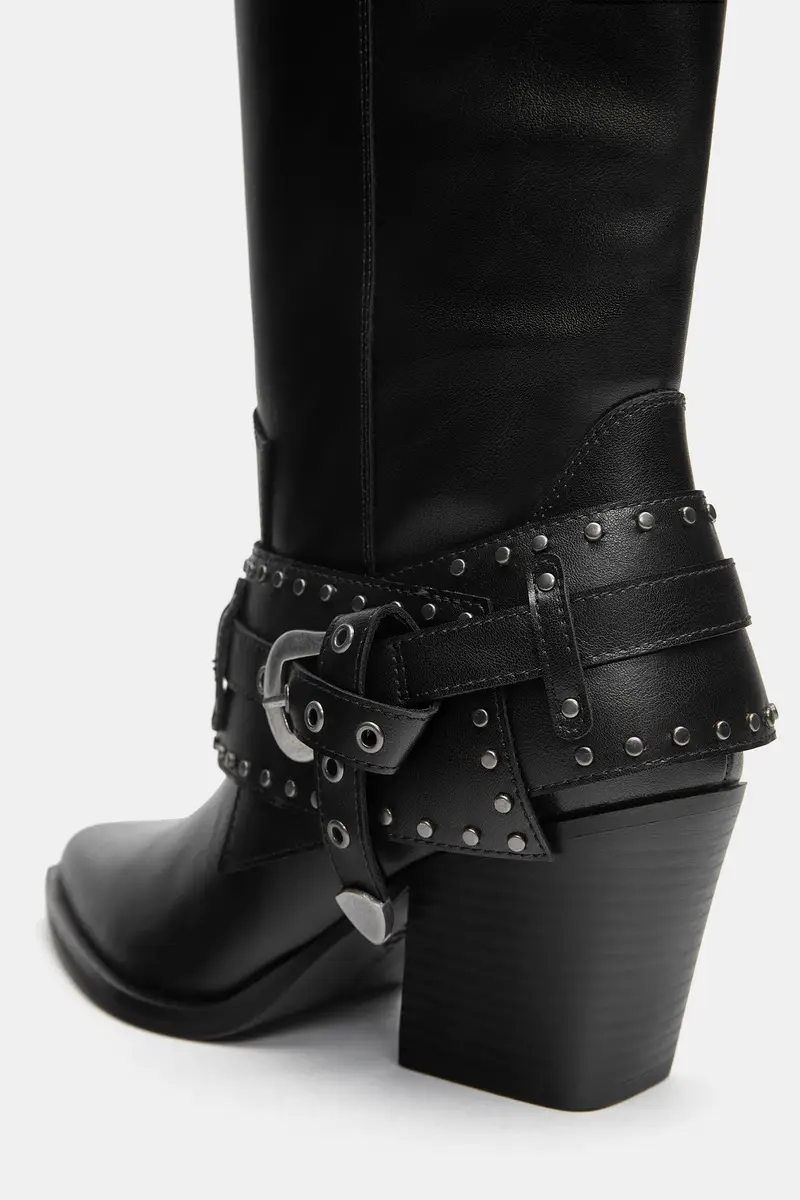 Stivali Cowboy Con Fibbia Nero miniatura 3