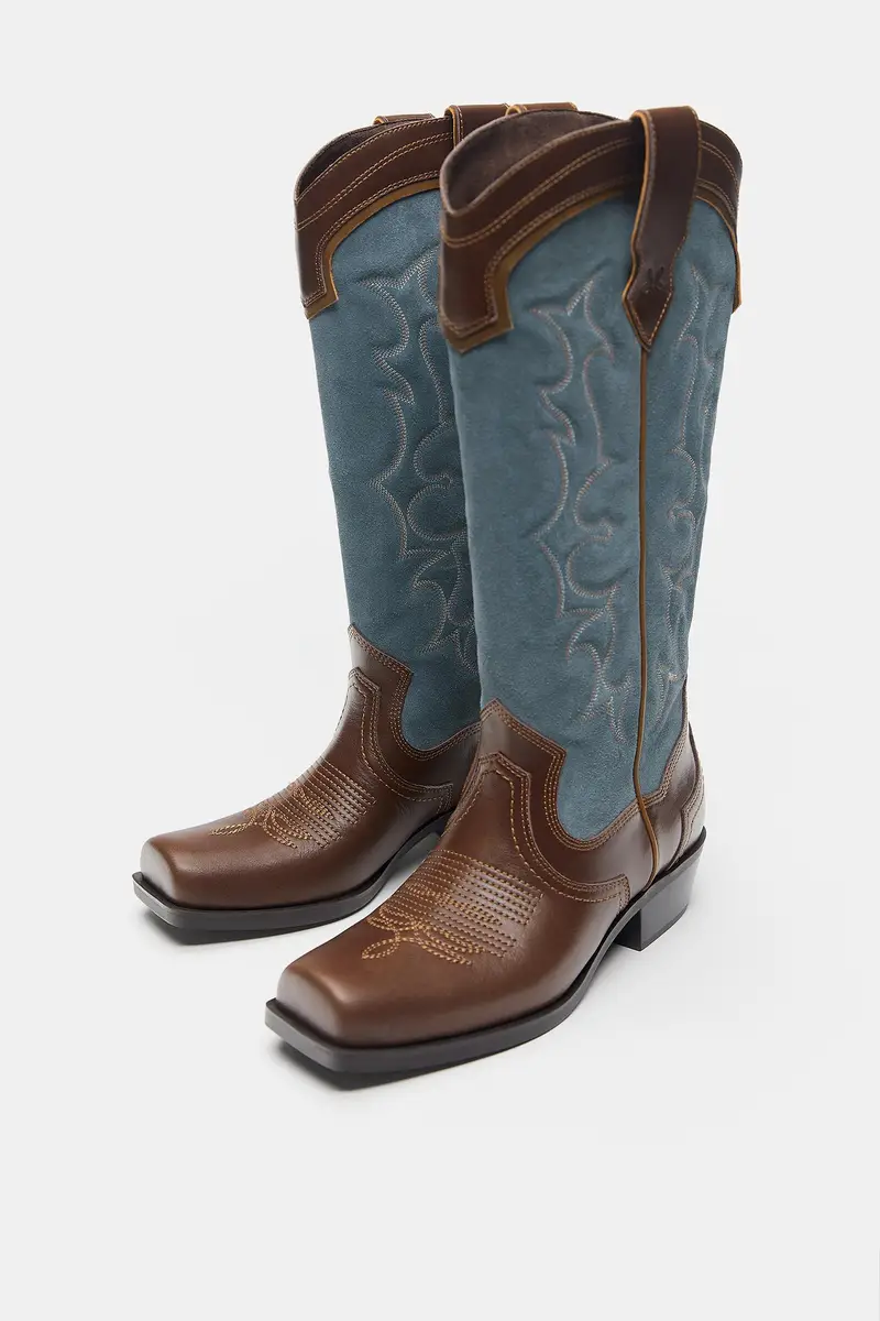 Stivali Cowboy In Pelle Montserrat Messeguer Combinato miniatura 3