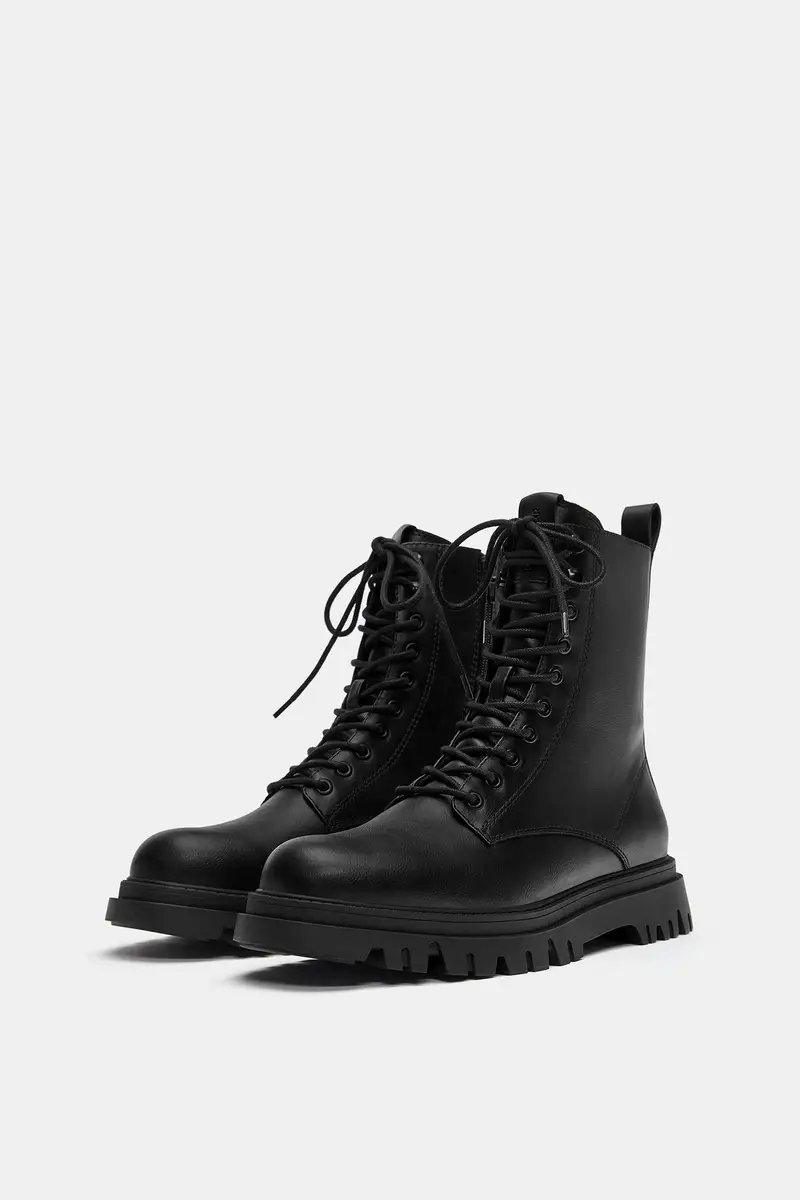 Stivali Stringati Foderati Nero miniatura 2