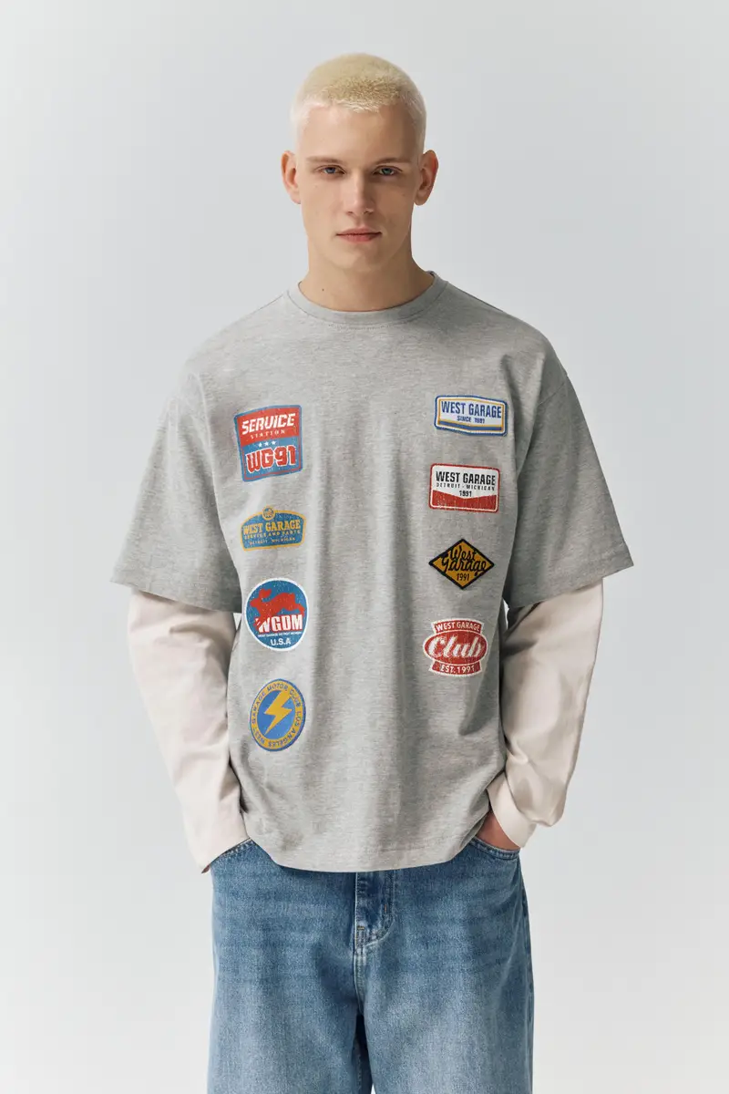 Pull&Bear T-shirt Grigio 4362602 miniatura 2