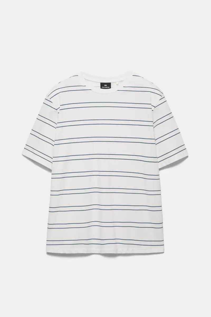 T-Shirt Basic A Maniche Corte In Cotone Blu