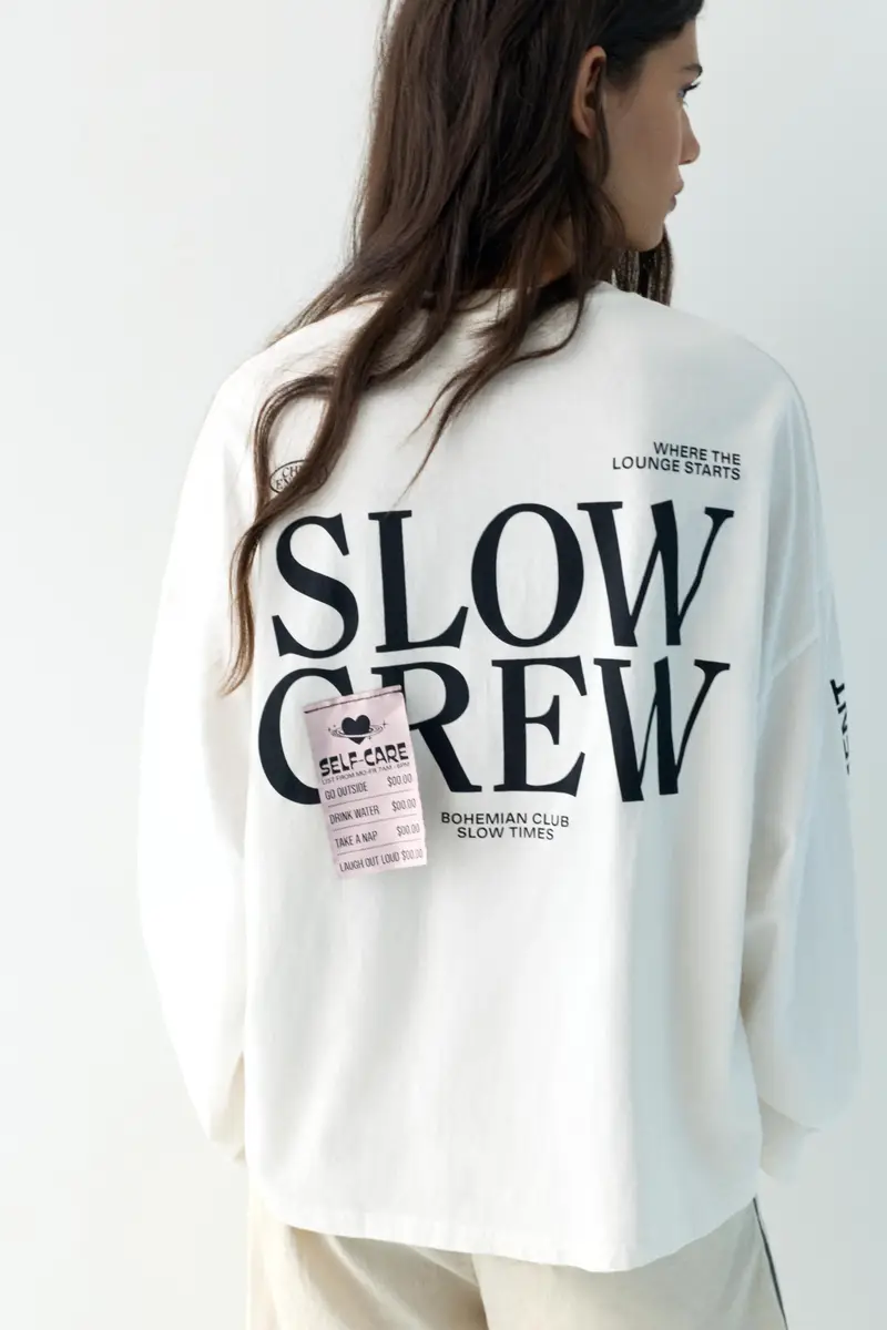 T-Shirt Bianca Maniche Lunghe Grafica Ghiaccio