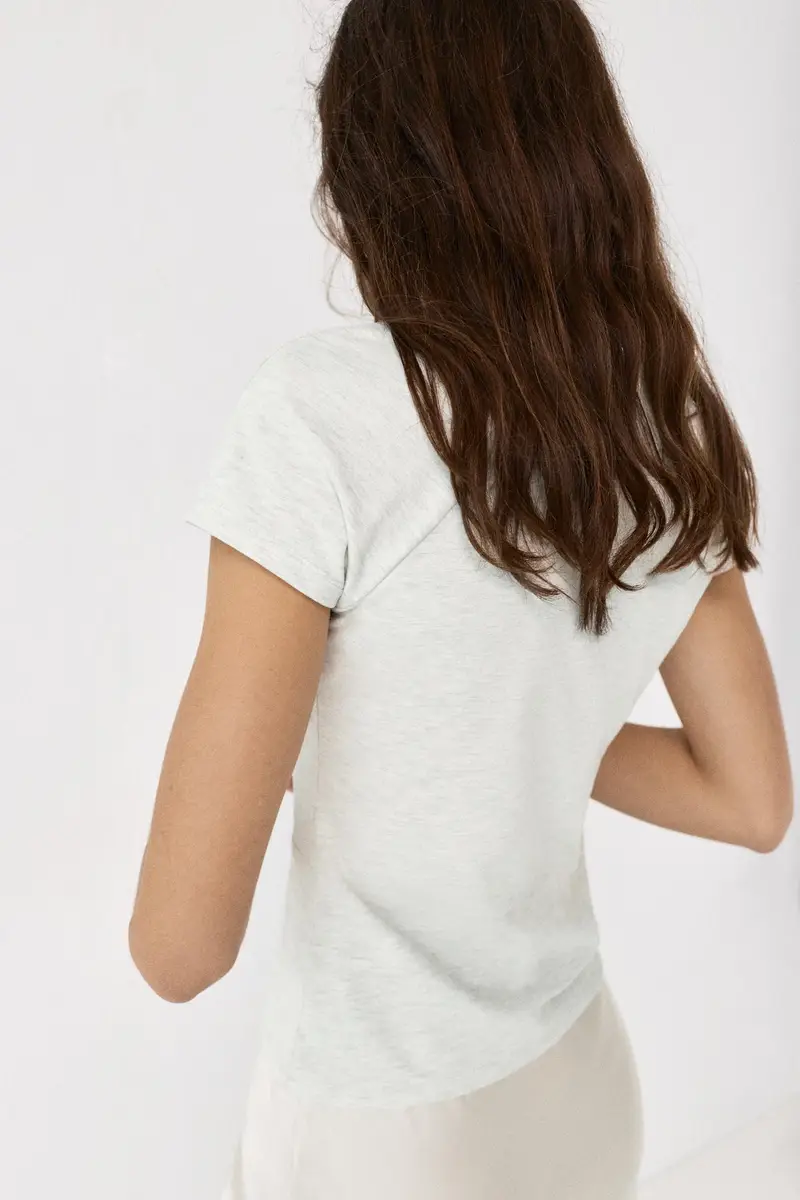 T-Shirt Con Bottoni Beige chiaro miniatura 3