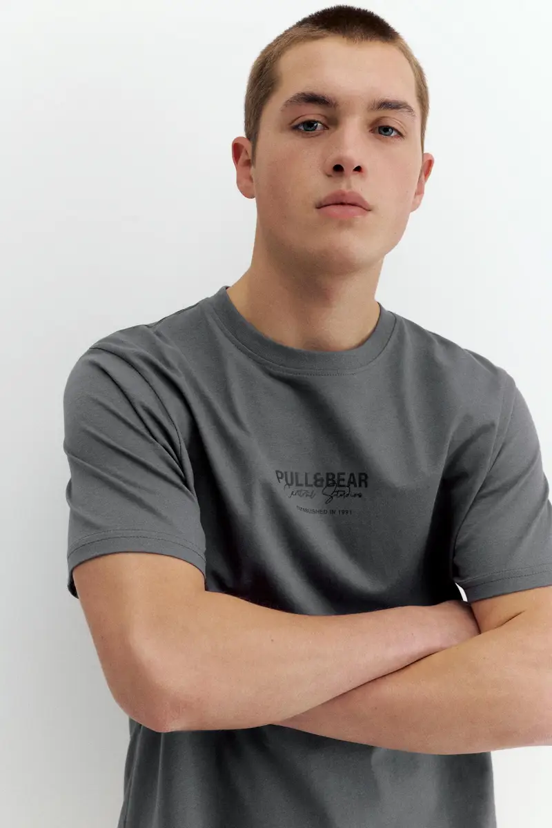 Pull&Bear T-shirt Grigio 4261235 miniatura 3