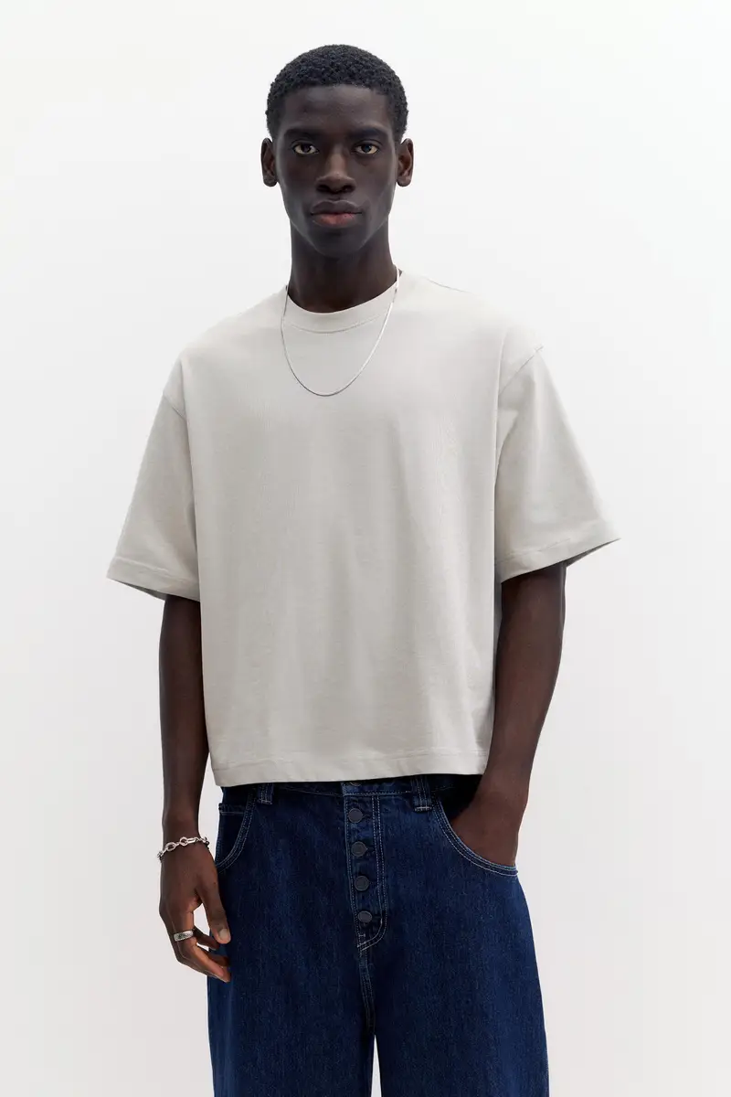 T-Shirt Cropped Maniche Corte Grigio antracite