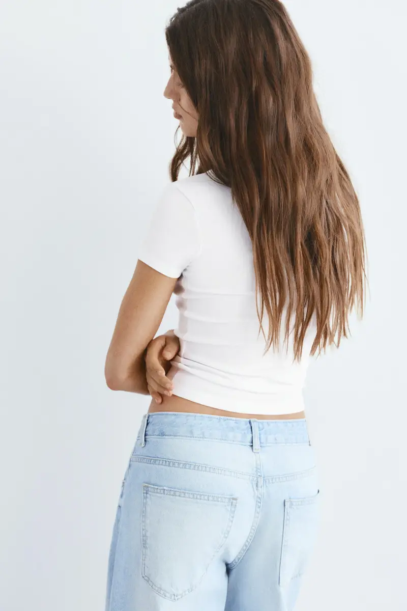 T-Shirt Scollo A V Bianco miniatura 2