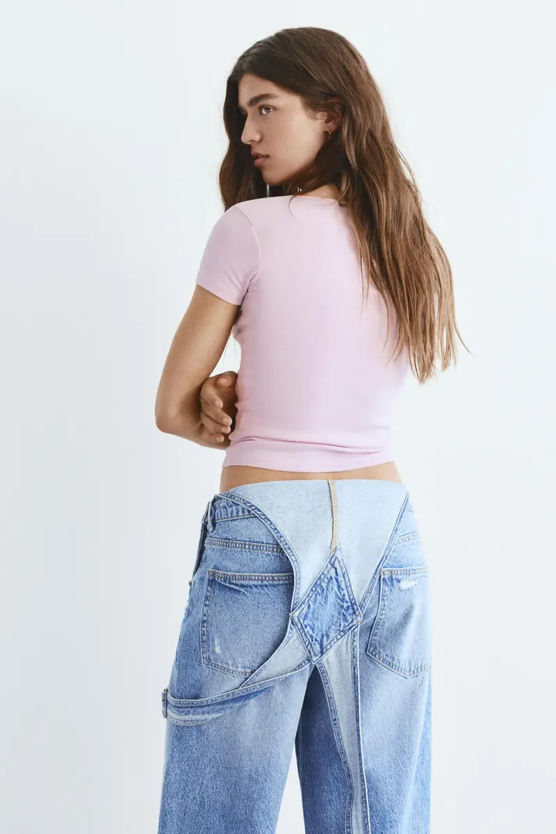 T-Shirt Scollo A V Rosa miniatura 2