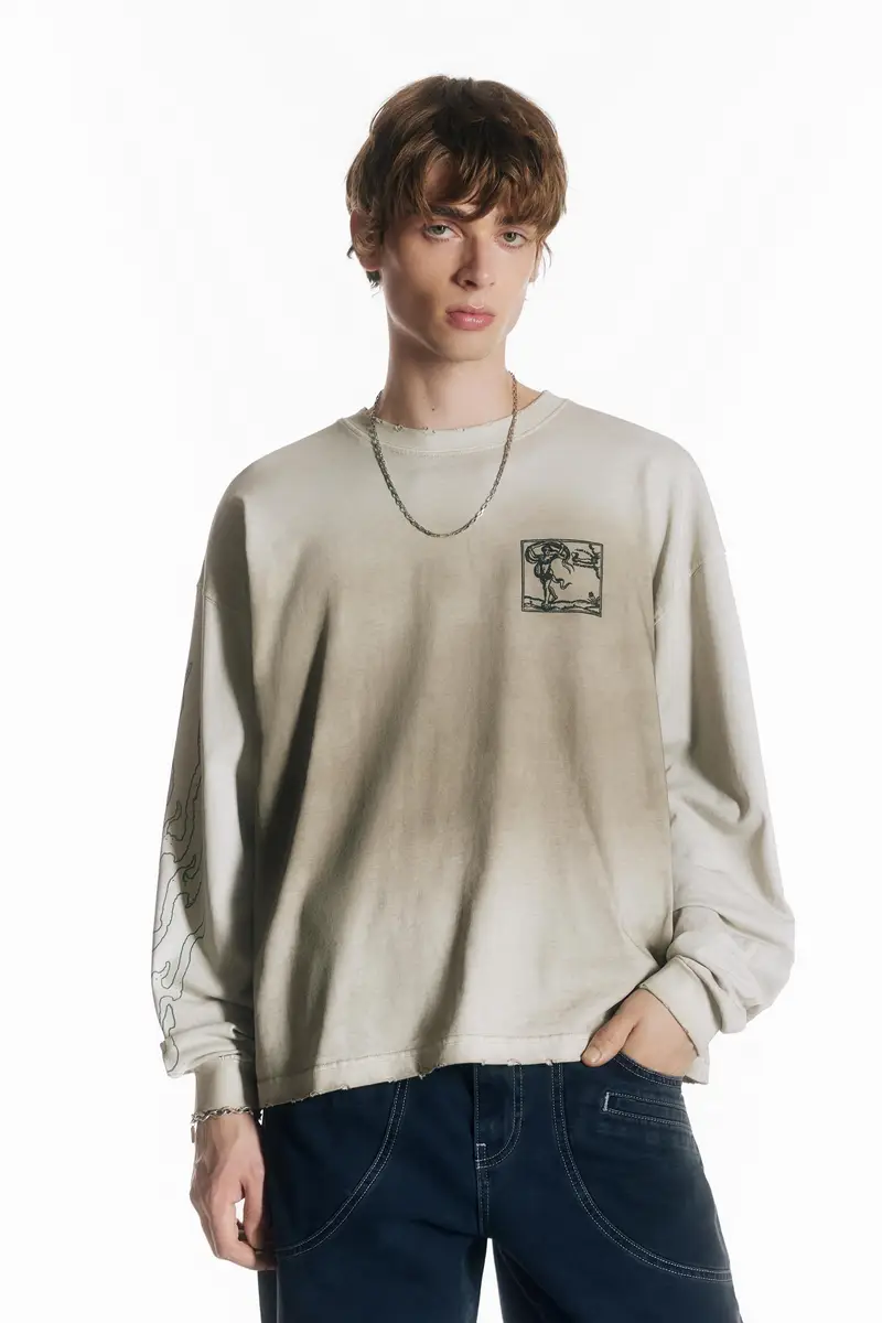Pull&Bear T-shirt Beige 3950698 miniatura 3