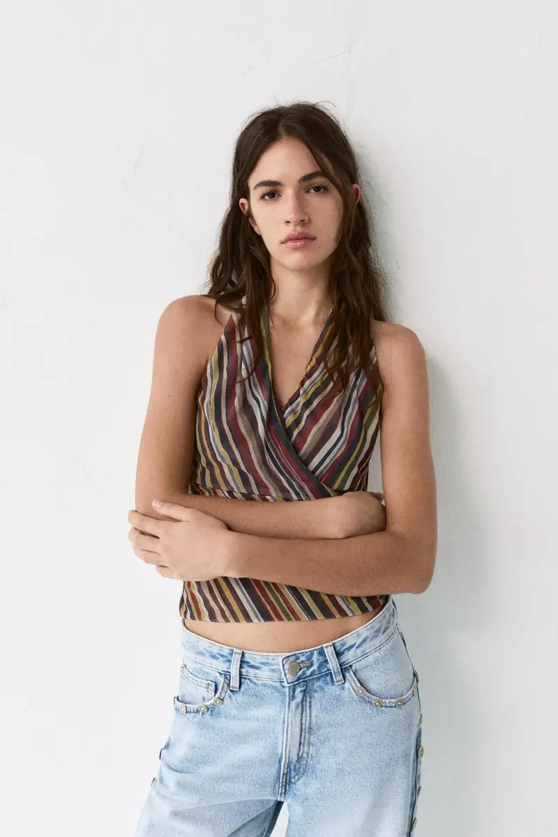 Top A Righe Halter miniatura 2