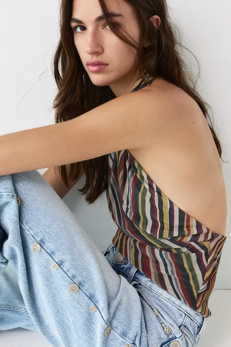 Top A Righe Halter miniatura 3