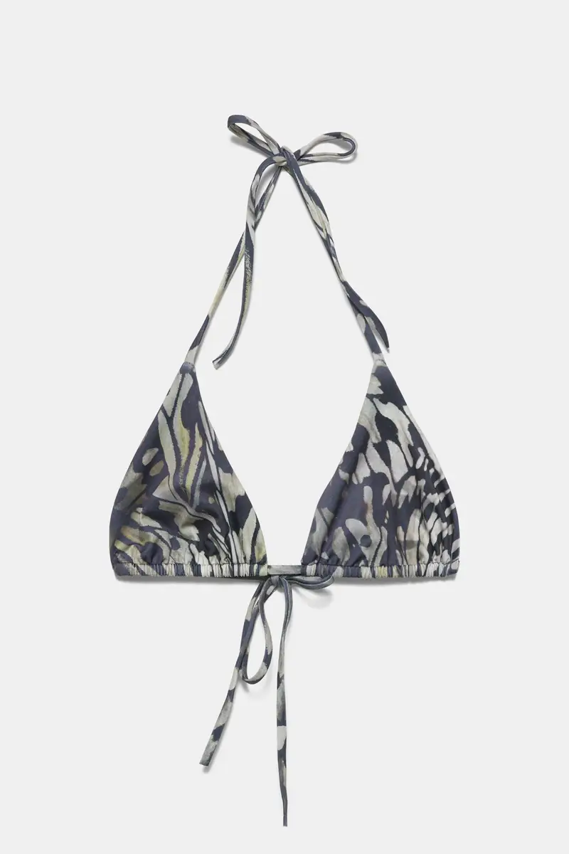 Top Bikini A Triangolo Con Farfalla Verde