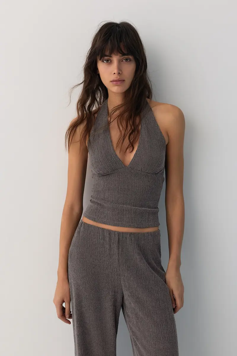 Top Halter In Bambula Marrone