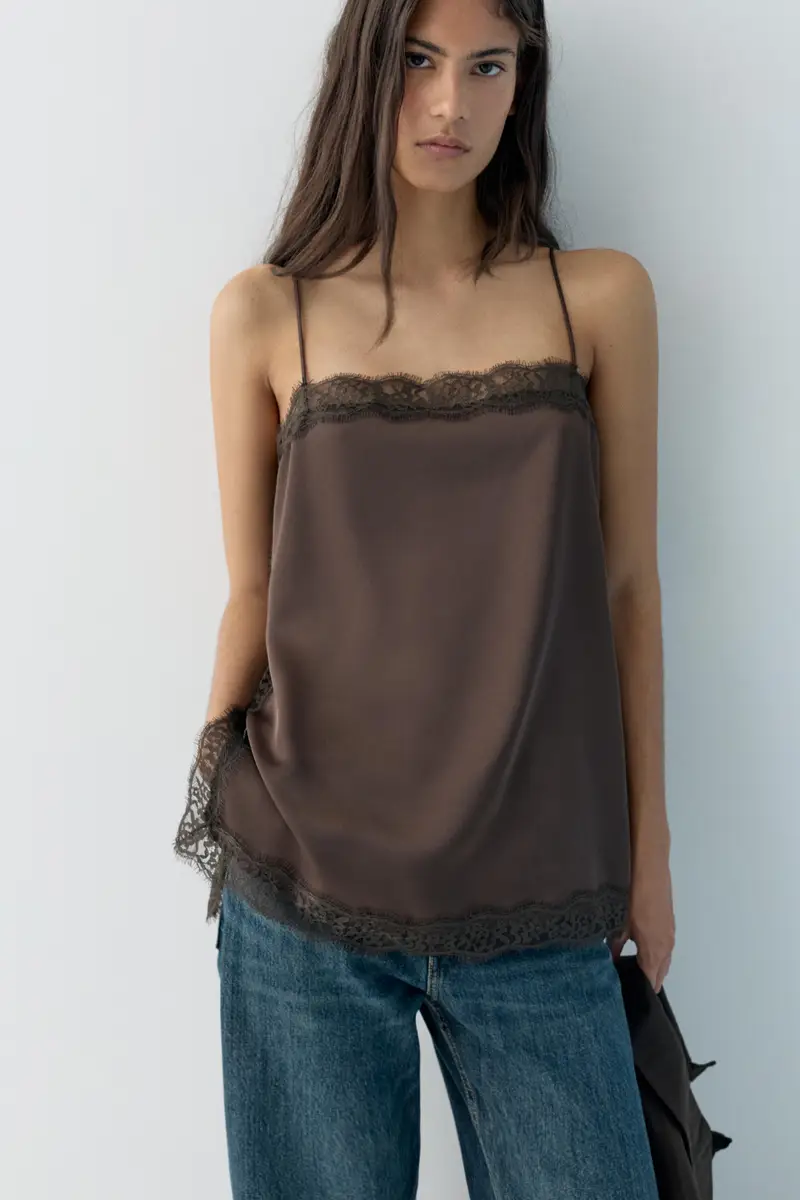 Pull&Bear Top Marrone 4235987 miniatura 2
