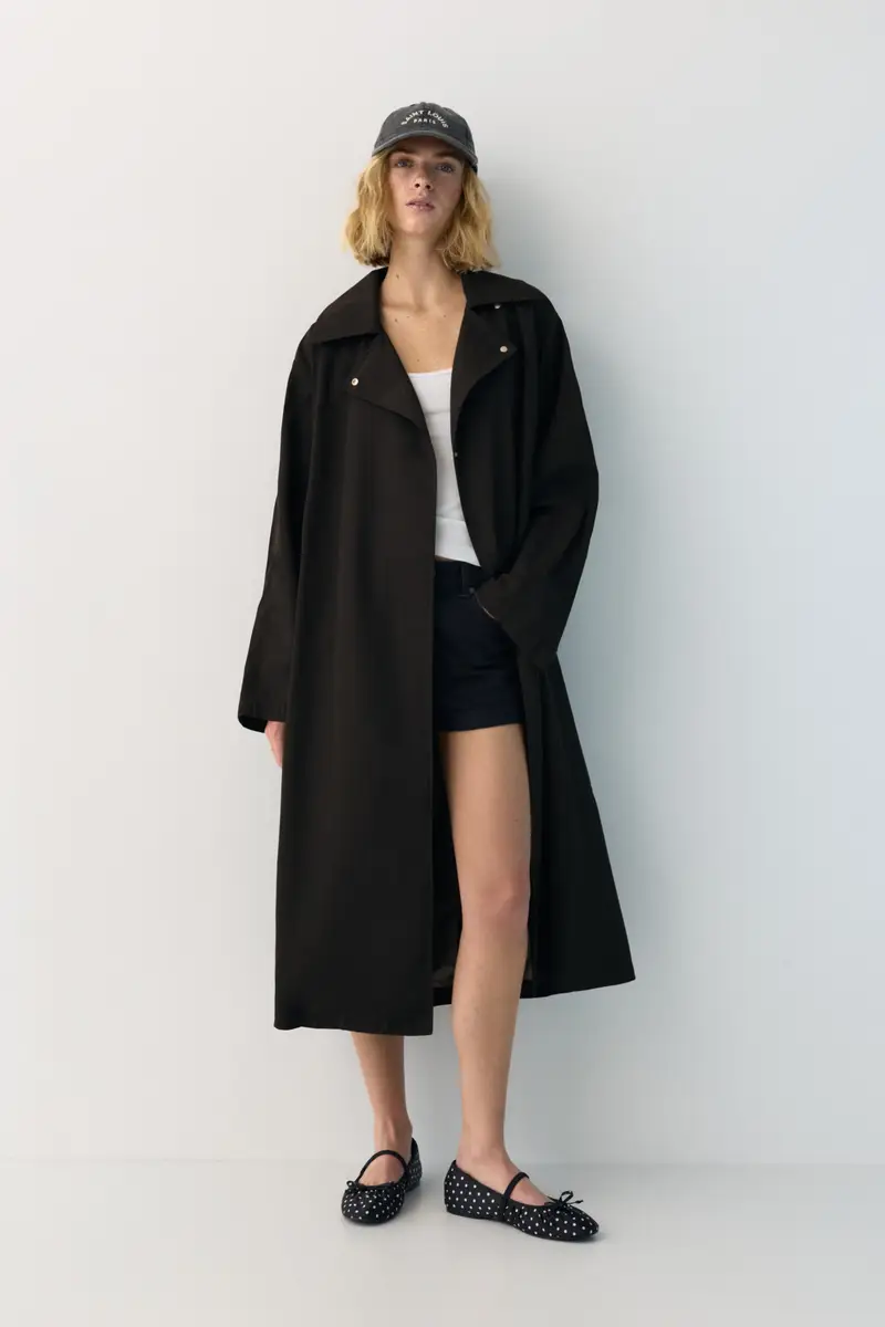 Trench Leggero Oversize Nero miniatura 2