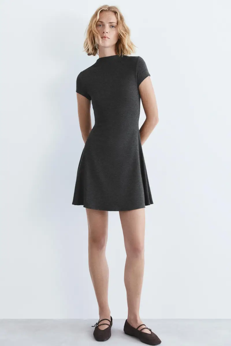 Vestito Corto Collo Perkins Grigio vigoré