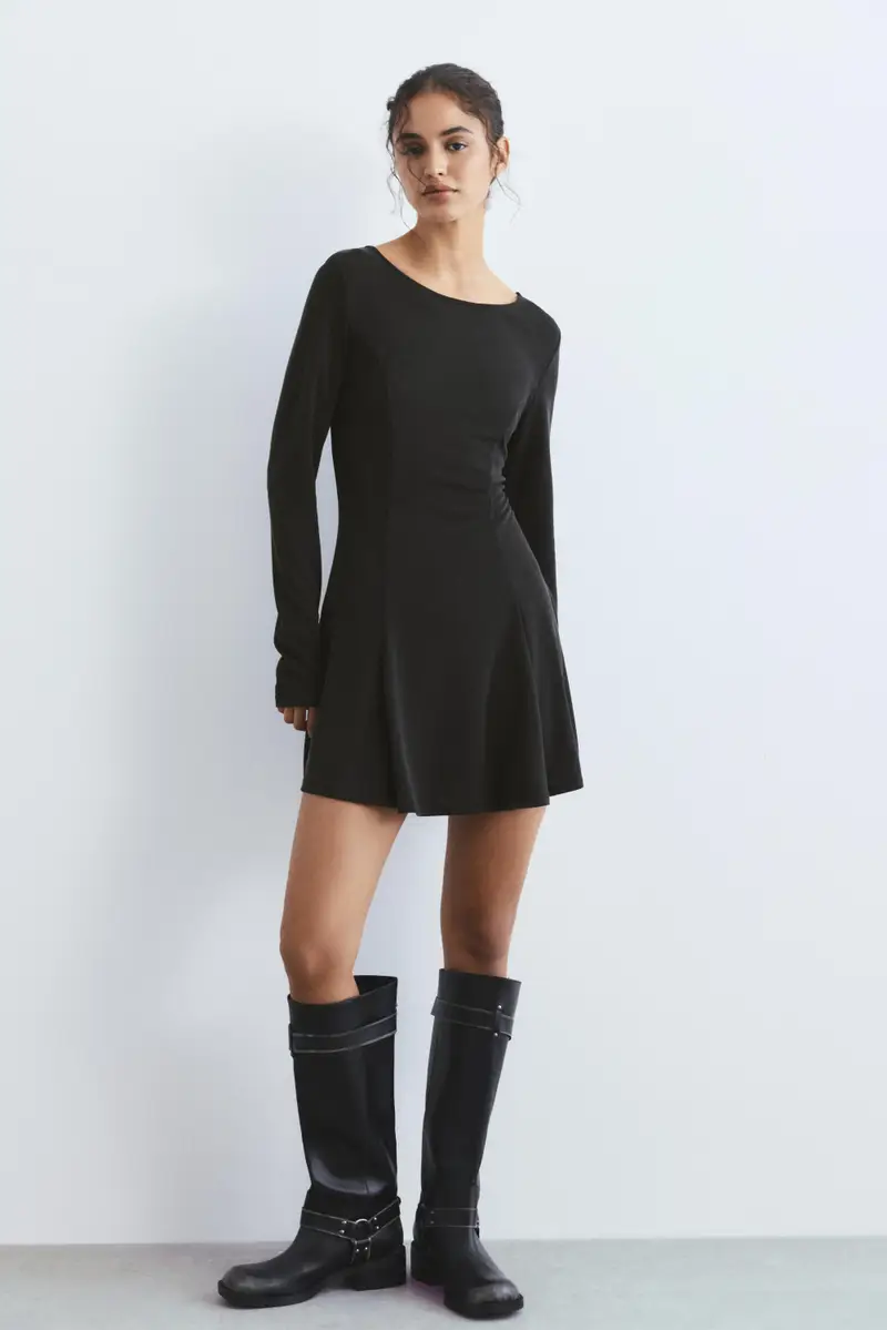 Vestito Corto Fondo Fluido Grigio antracite miniatura 2