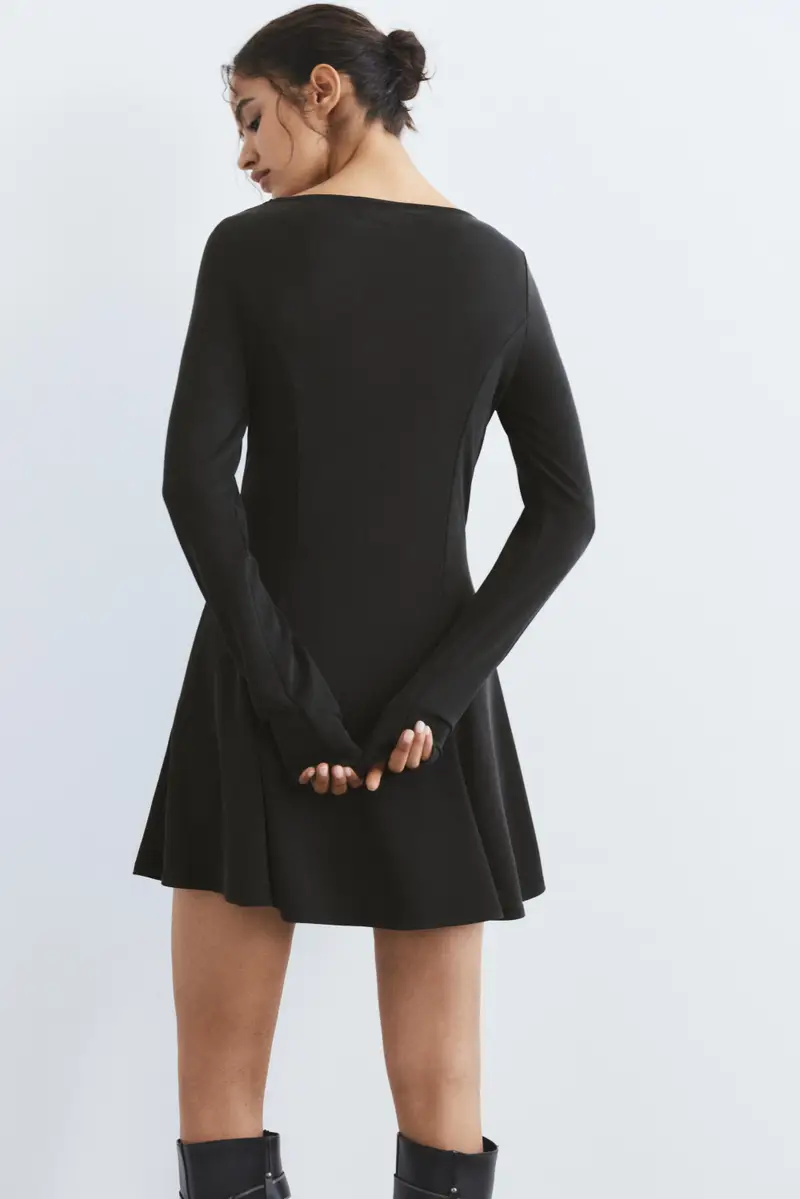 Vestito Corto Fondo Fluido Grigio antracite miniatura 3