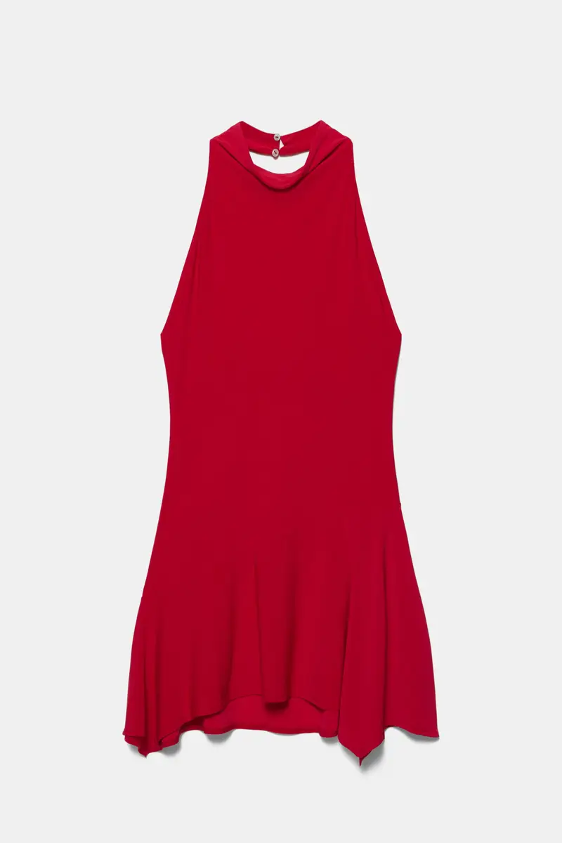 Vestito Corto Halter Lampone