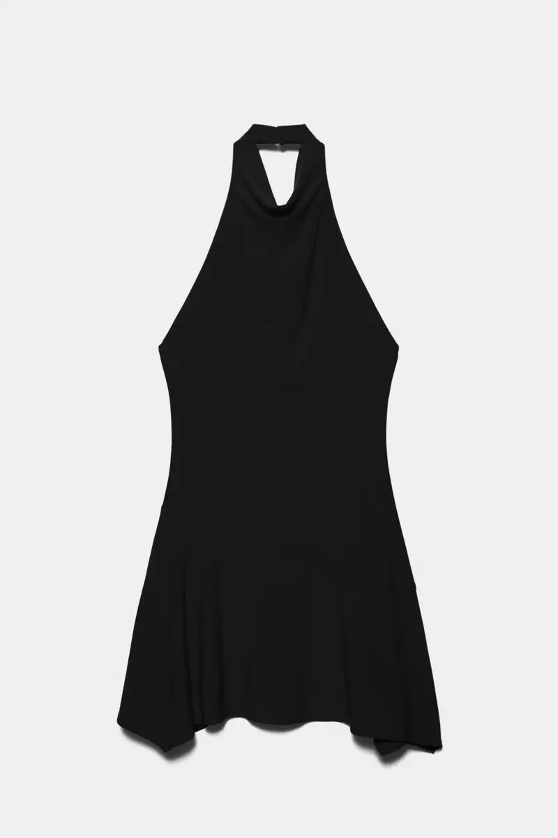 Vestito Corto Halter Nero miniatura 2