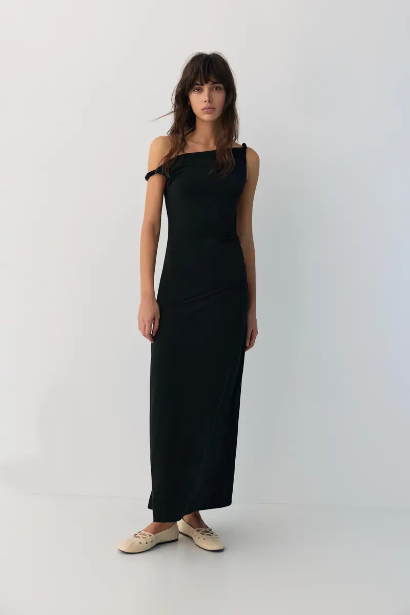 Vestito Midi Asimmetrico Nero