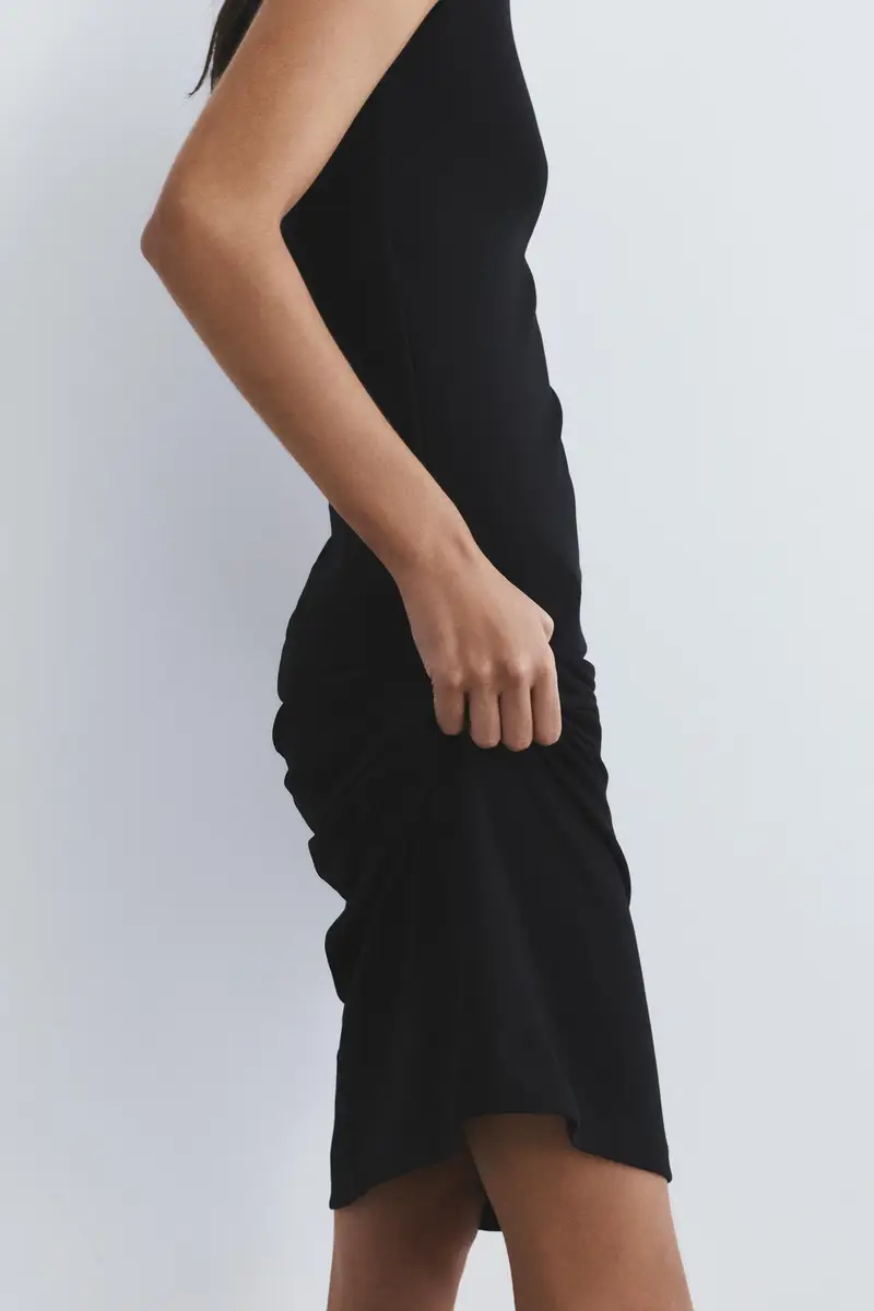 Vestito Midi Con Schiena Scoperta Nero miniatura 3