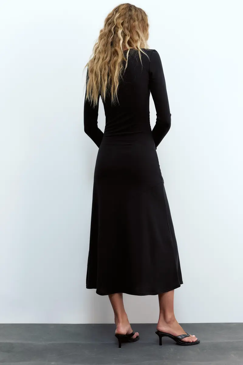 Vestito Midi Drappeggiato Grigio antracite miniatura 2