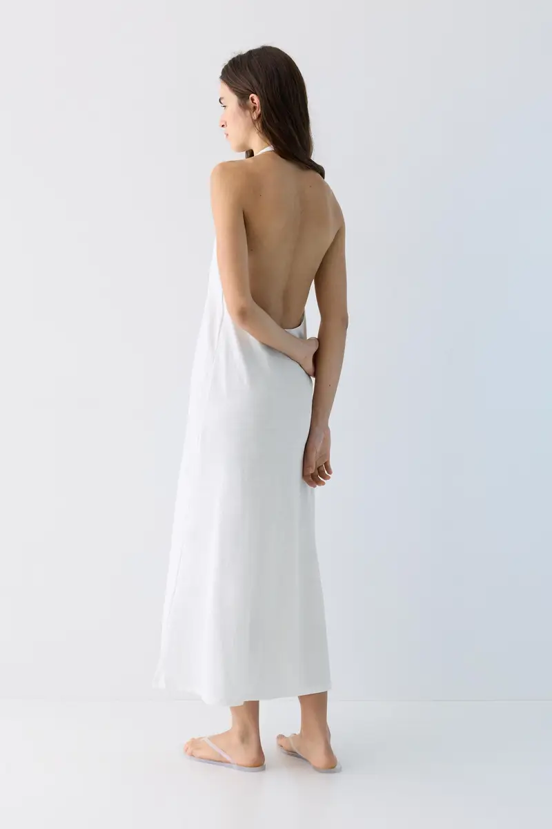 Vestito Midi Halter Bianco miniatura 3
