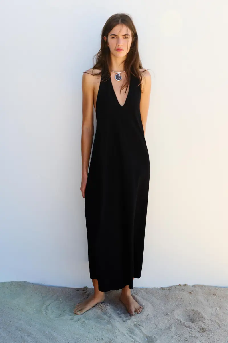 Vestito Midi Halter Nero