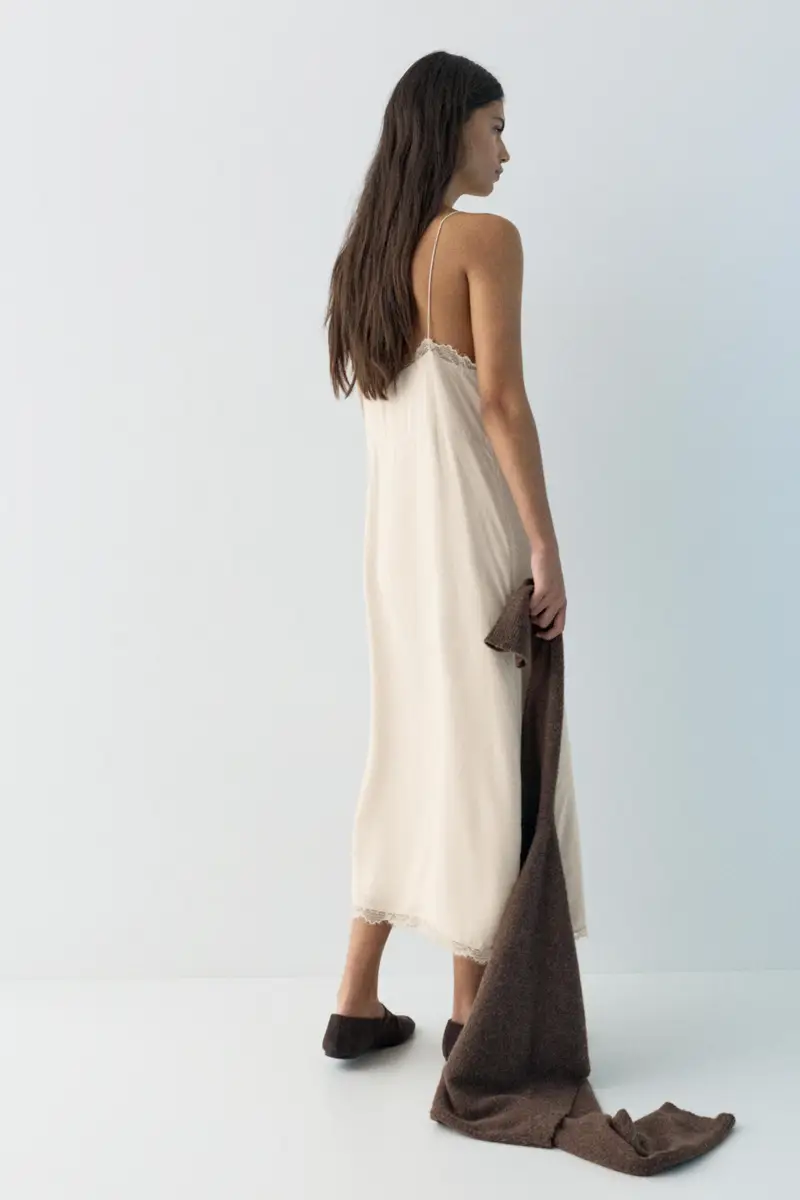Vestito Midi Lencero Beige miniatura 3