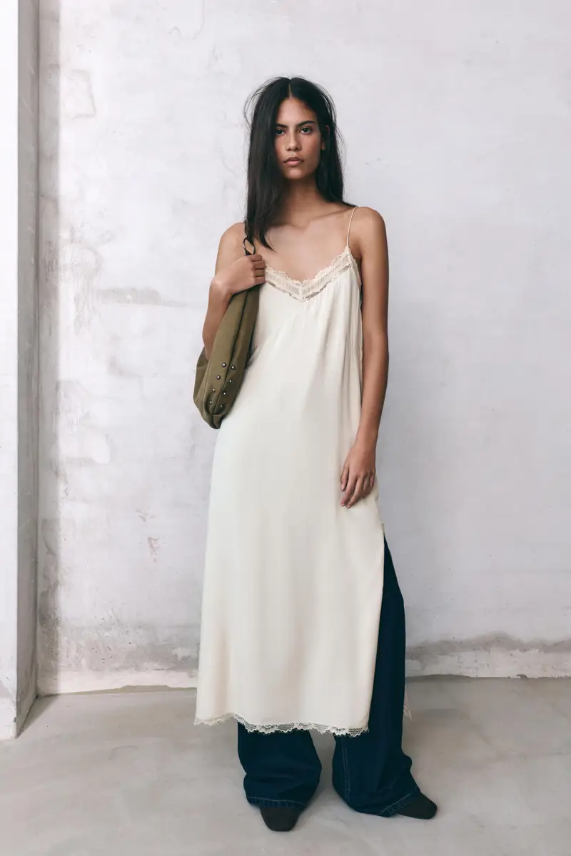 Vestito Midi Lencero Beige